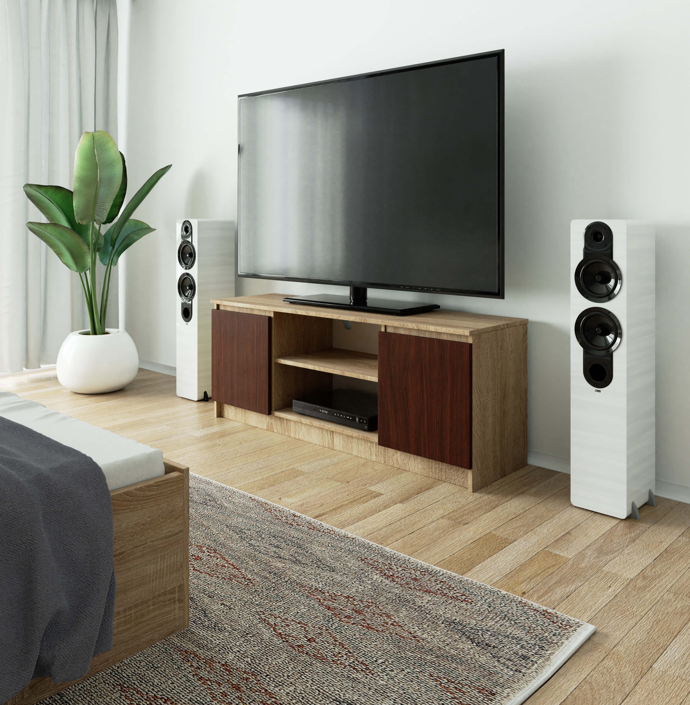 SZAFKA RTV 140 cm 2D 1P SONOMA / WENGE