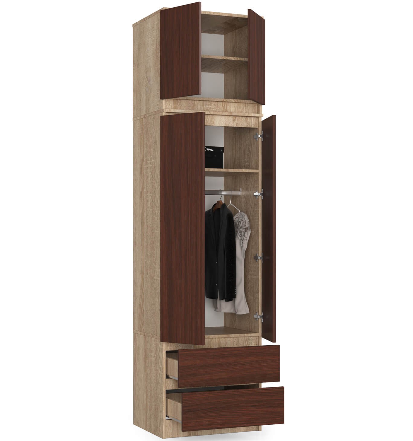 SZAFA Z NADSTAWKĄ S60 2D 2SZ CLP DĄB SONOMA / WENGE