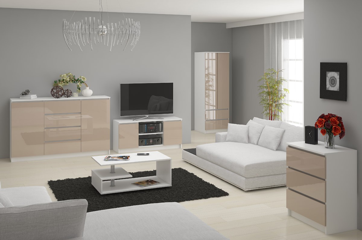 Szafa STAR S 60 cm 2 drzwi 2 szuflady - biała-cappuccino połysk